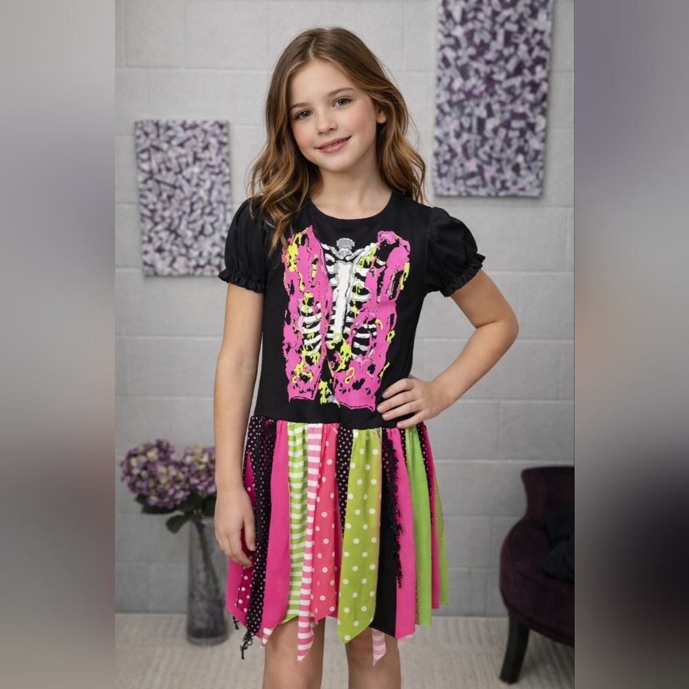 Spirit Black and Pink Skeleton Dress for Kids